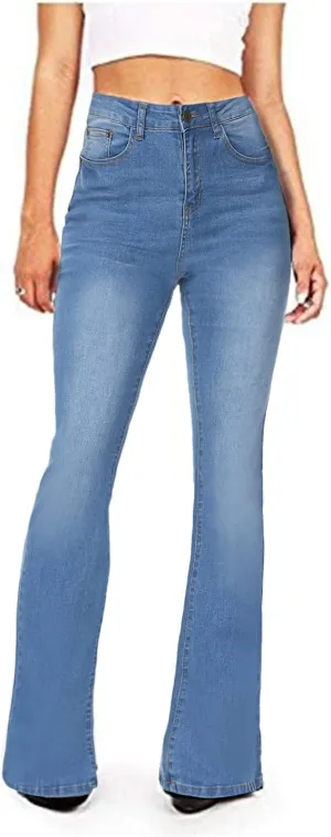 AMRSPENG Women's Black Bell Bottom Jeans: High Waist Flare Bootcut Stretch Slimming Jeans for Women