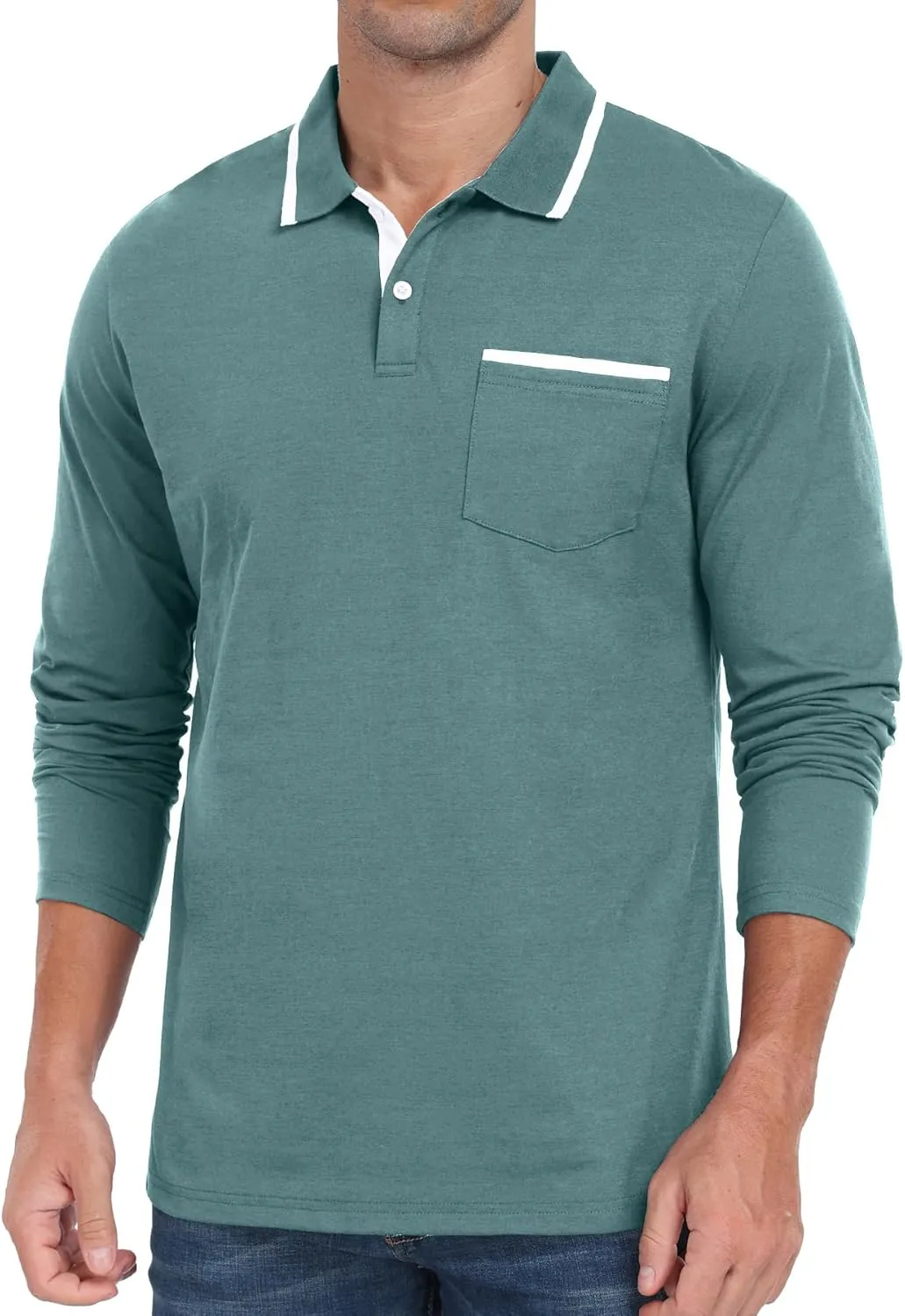 Askdeer Men's Polo Shirts Cotton Short Sleeve Polo T Shirt Classic Casual Golf Collar Tee with Pocket
