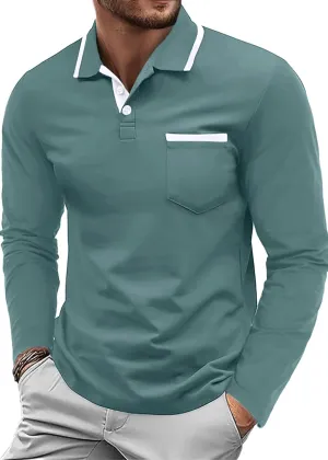 Askdeer Men's Polo Shirts Cotton Short Sleeve Polo T Shirt Classic Casual Golf Collar Tee with Pocket