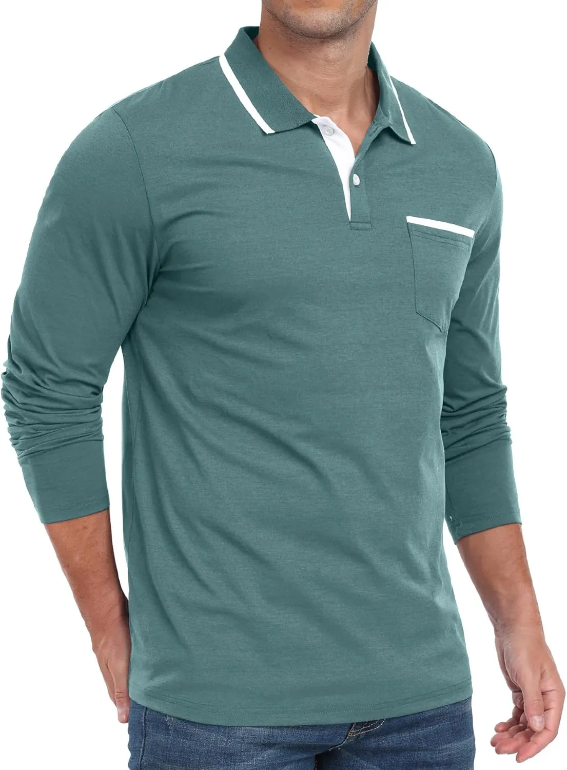 Askdeer Men's Polo Shirts Cotton Short Sleeve Polo T Shirt Classic Casual Golf Collar Tee with Pocket