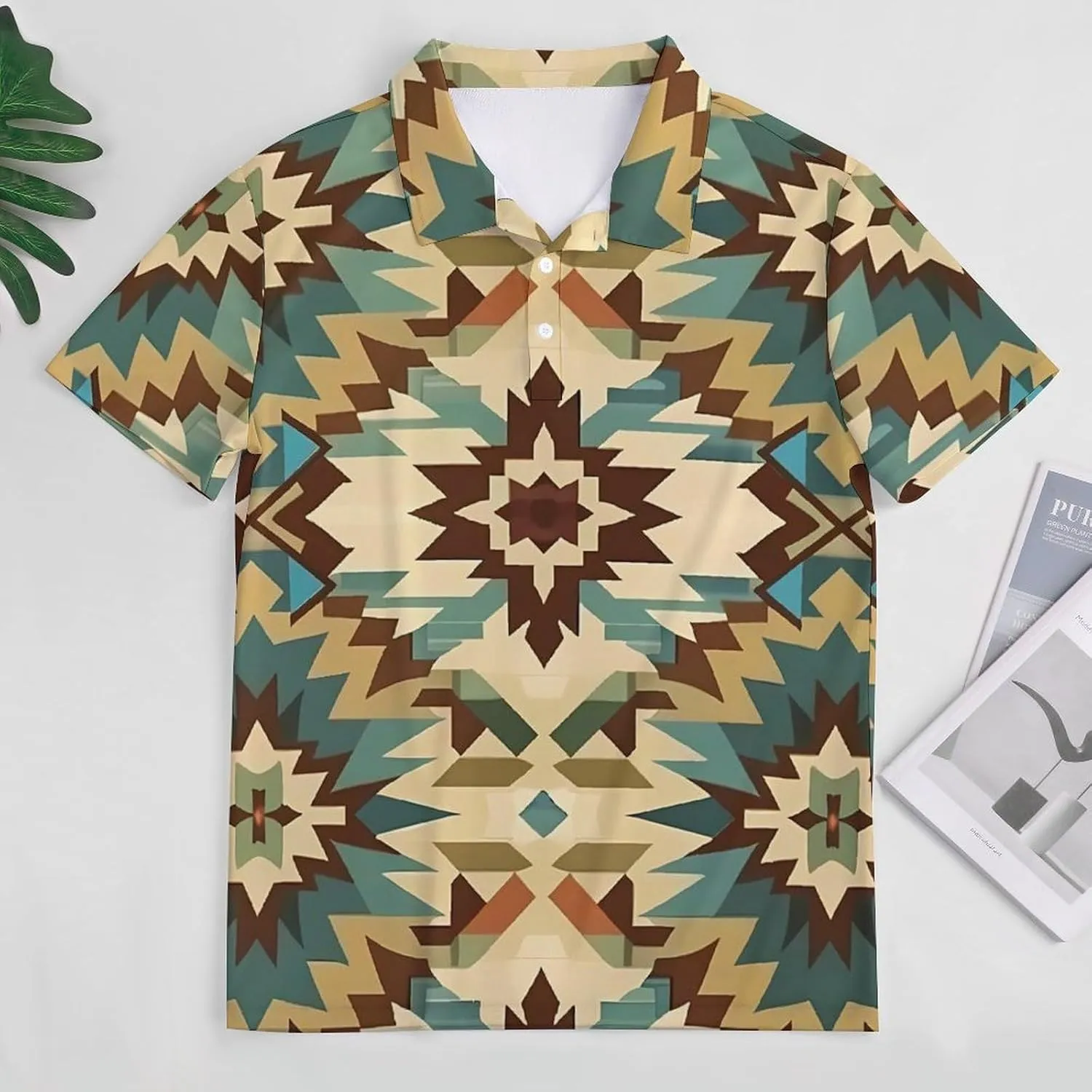 Aztec Style Vintage Bohemian Women's Polo Shirts Short Sleeve Golf Shirts Casual Athletic Tennis Tops Summer Blouses