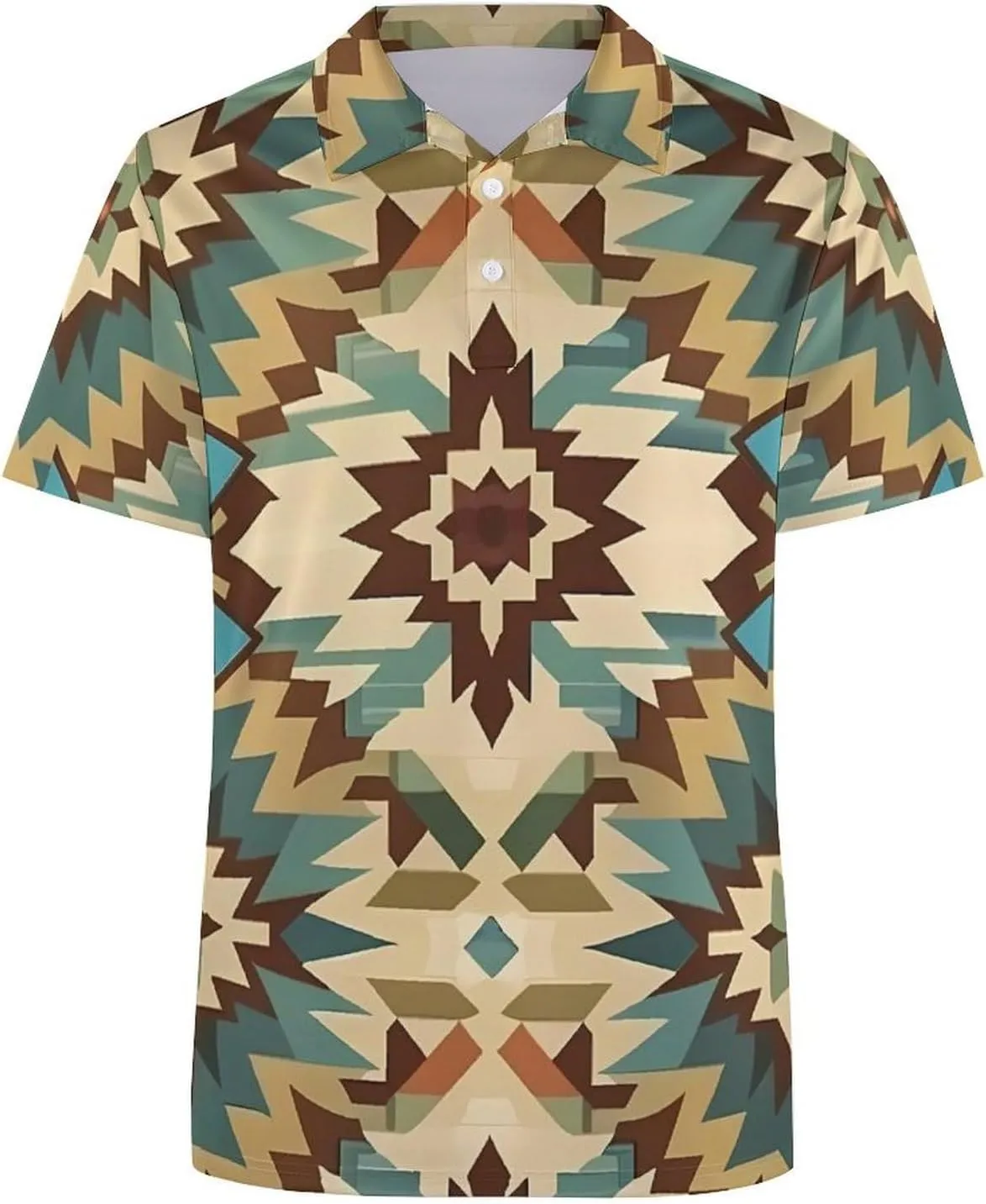 Aztec Style Vintage Bohemian Women's Polo Shirts Short Sleeve Golf Shirts Casual Athletic Tennis Tops Summer Blouses