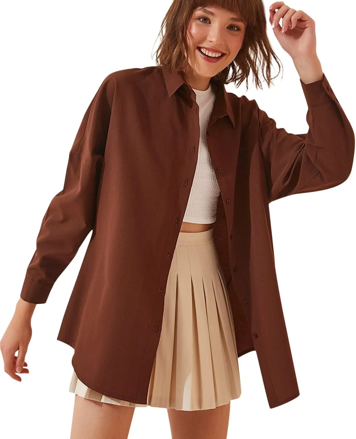 BIG DART Oversized Button Down Shirts for Women, Dressy Casual Long Sleeve Blouses Summer Tops Tunics