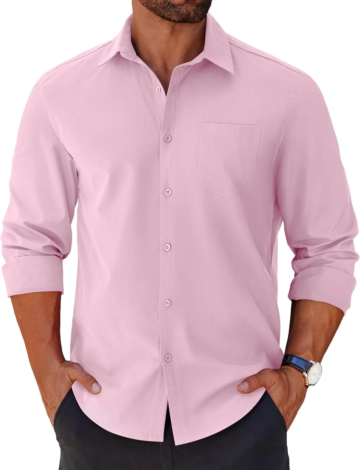 COOFANDY Mens Long Sleeve Button Down Shirts Casual Untucked Shirts for Men Dress Shirts Wedding Shirts