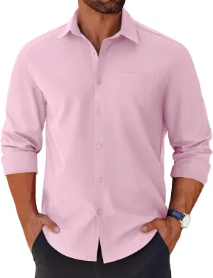 COOFANDY Mens Long Sleeve Button Down Shirts Casual Untucked Shirts for Men Dress Shirts Wedding Shirts