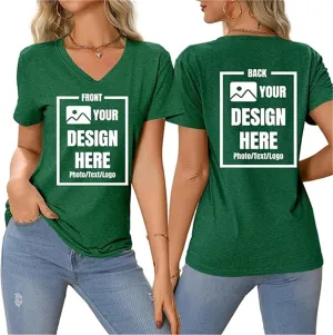 Custom T Shirts Customized V Neck Shirts Add Your Own and Text Design Custom Personalized Adult T-Shirt Tee