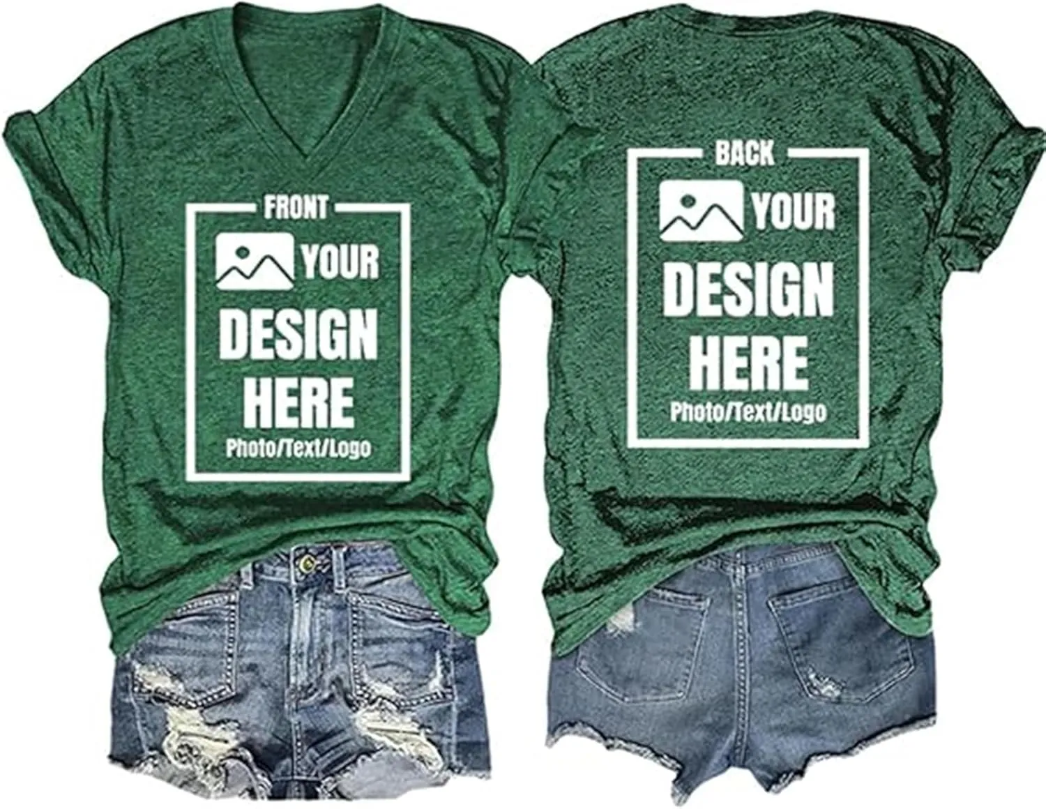 Custom T Shirts Customized V Neck Shirts Add Your Own and Text Design Custom Personalized Adult T-Shirt Tee