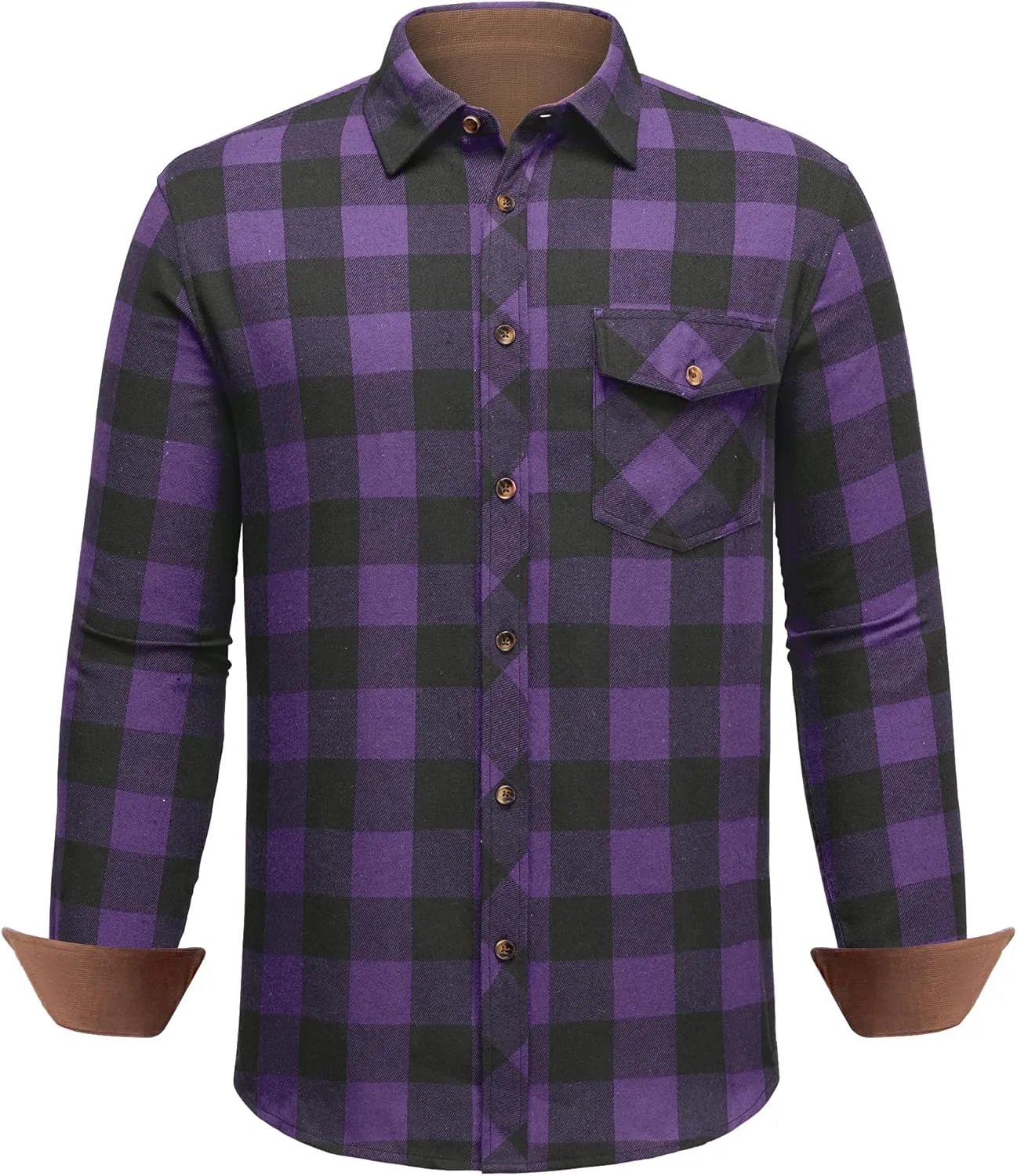 DEMEANOR Mens Flannel Shirts Long Sleeve Plaid Button Down Shirt Cotton Flannel Shirt for Men Shirts Casual Work Shirts