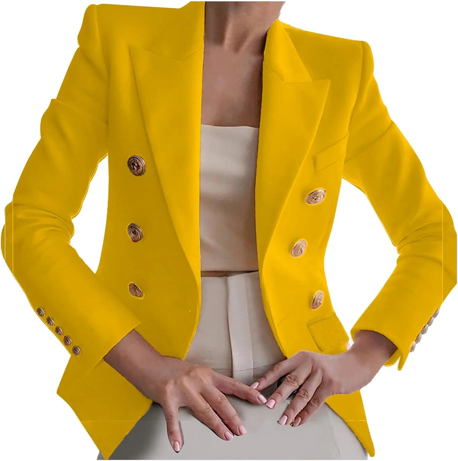 Elegant Business Office Work Blazer for Women Ladies Solid Button Suit Jacket Long Sleeve Slim Fit Formal Coat