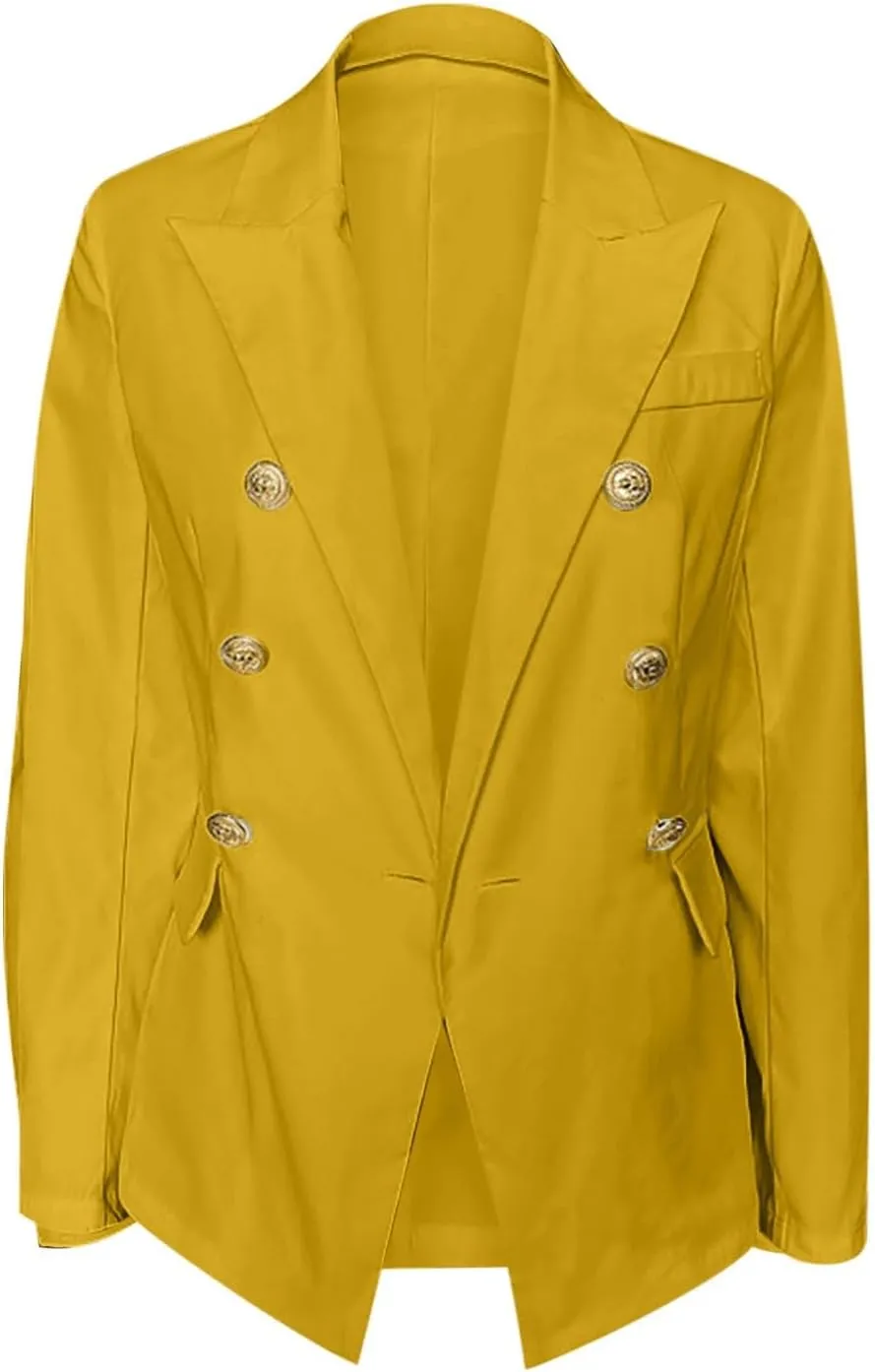 Elegant Business Office Work Blazer for Women Ladies Solid Button Suit Jacket Long Sleeve Slim Fit Formal Coat