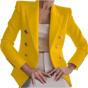 Elegant Business Office Work Blazer for Women Ladies Solid Button Suit Jacket Long Sleeve Slim Fit Formal Coat