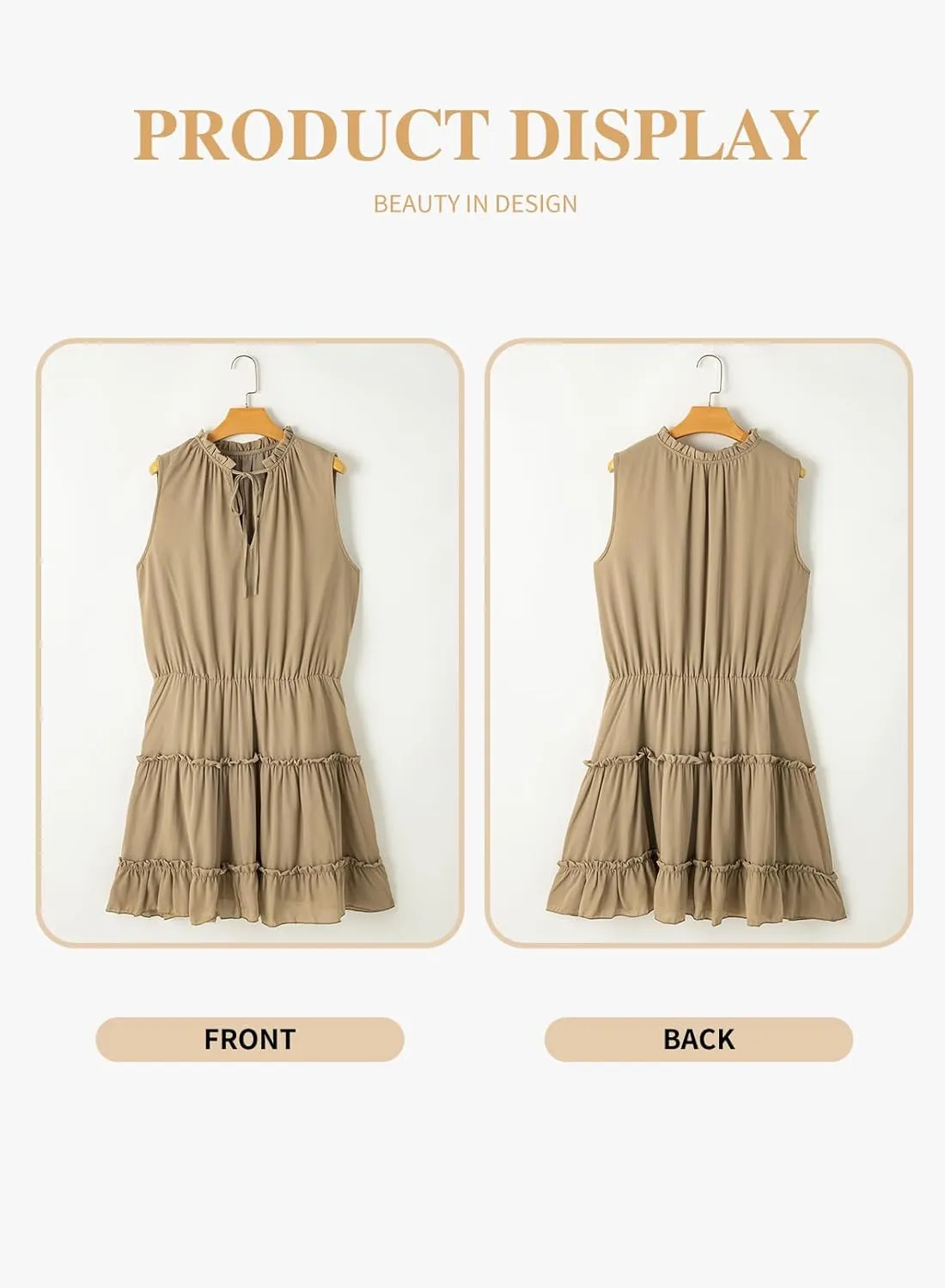 Eytino Womens Plus Size Sleeveless V Neck Drawstring Ruffle Tiered Chiffon Mini Short Dresses,(1X-5X)