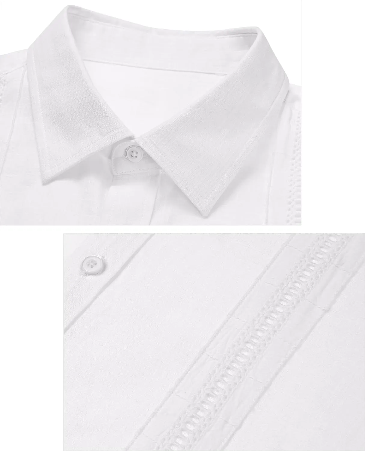 Guayabera Linen Shirts for Men Short Sleeve Button Down Shirt Hawaiian Shirt Cuban Summer Shirts Beach Shirts