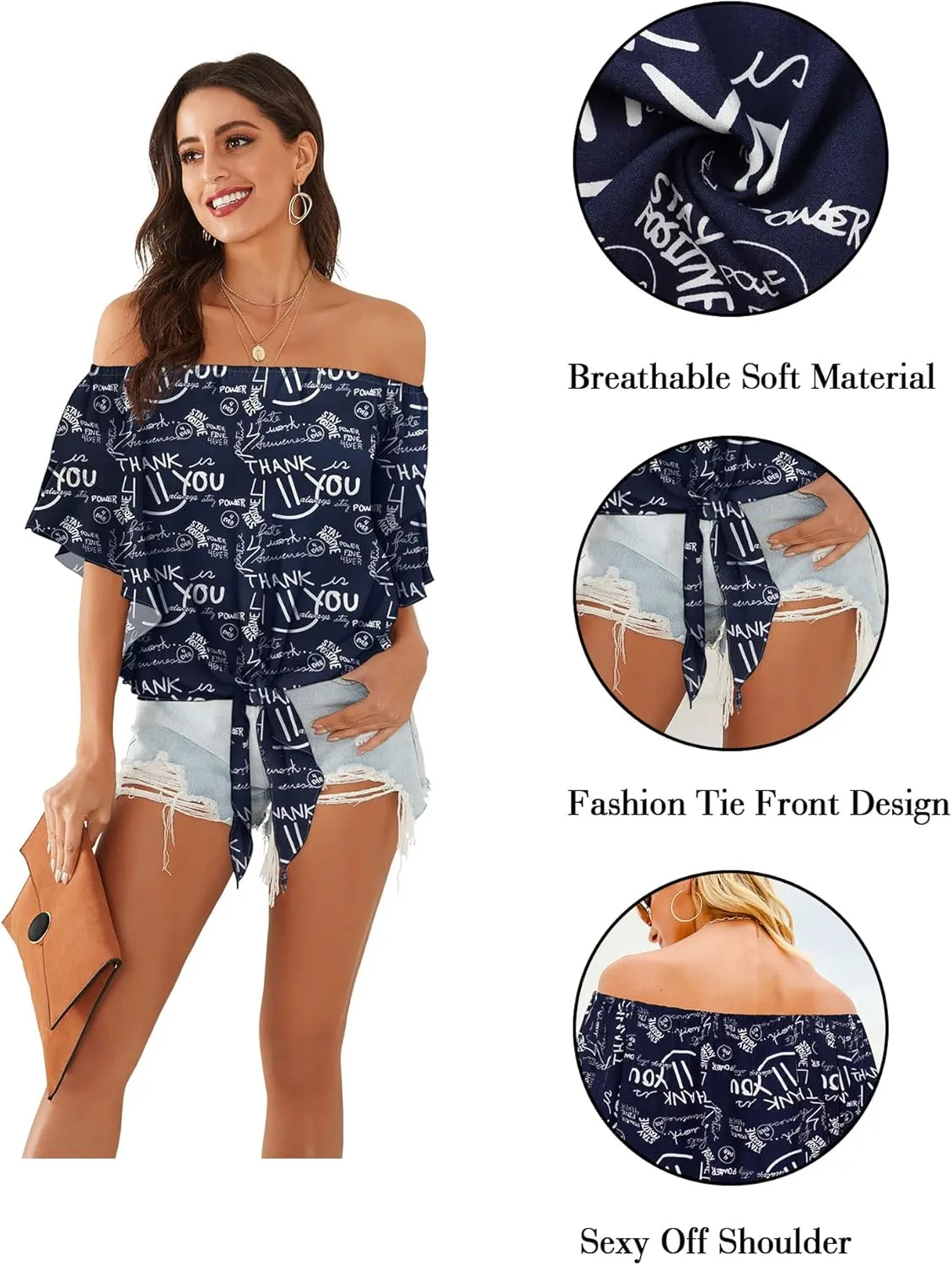 Hibluco Womens Off Shoulder Tops Sexy Floral Print Crop Tops Summer Blouses T-Shirt