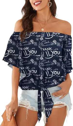 Hibluco Womens Off Shoulder Tops Sexy Floral Print Crop Tops Summer Blouses T-Shirt