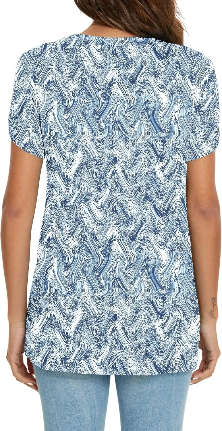 KUOTAI Womens Tops Summer Casual T Shirts V Neck Petal Sleeve Blouses Shirts