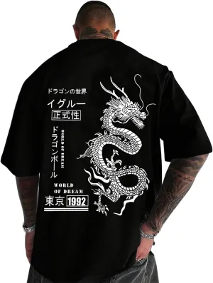 Mens Graphic Tees Vintage T-Shirts Oversized Letter Print Casual Crewneck Cotton Top Short Sleeve Rapper Streetwear
