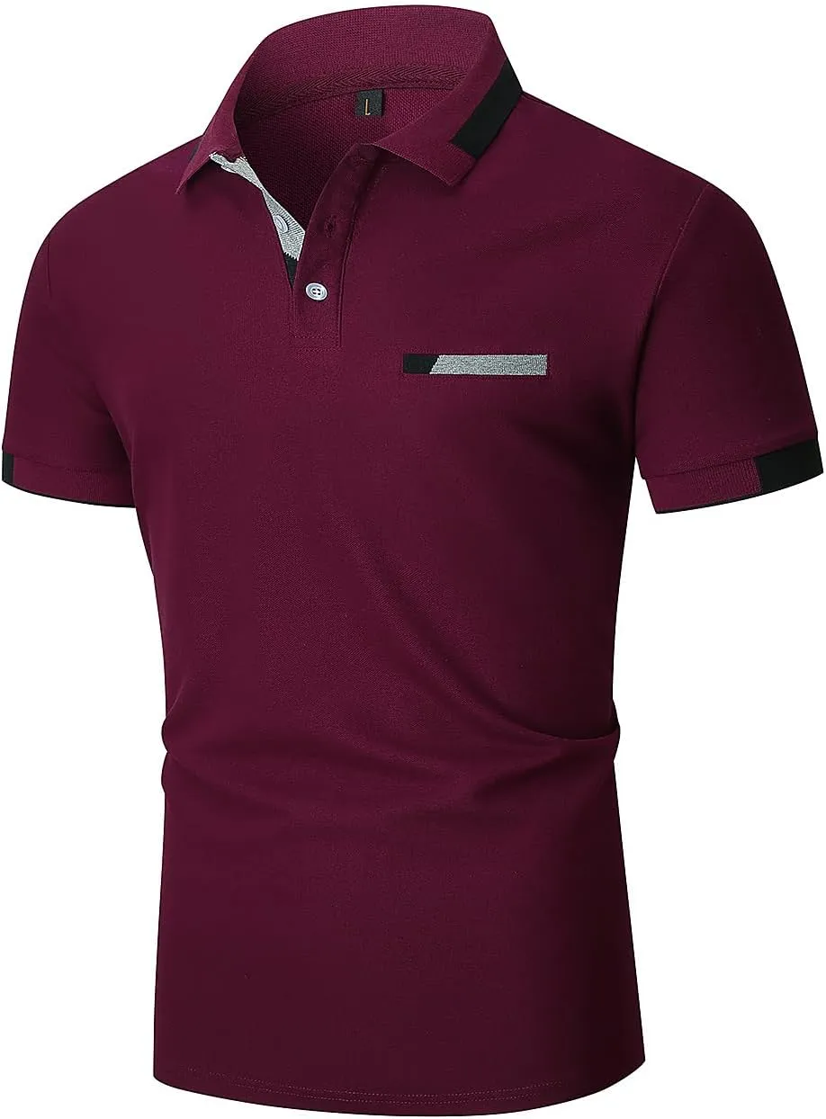 Mens Polo Shirts Short Sleeve Regular-Fit Quick-Dry Golf Polo Shirt Casual T Shirts Collared Shirts Short Sleeve