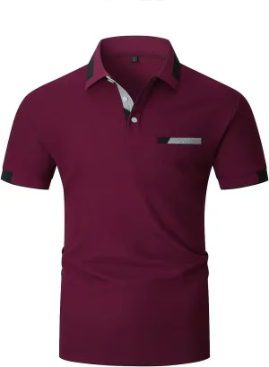 Mens Polo Shirts Short Sleeve Regular-Fit Quick-Dry Golf Polo Shirt Casual T Shirts Collared Shirts Short Sleeve