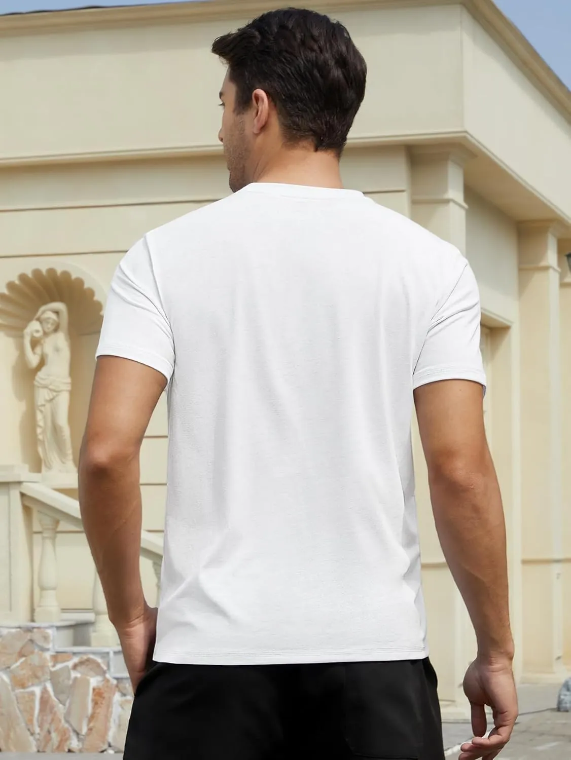 Mens T Shirts Casual Crewneck Short Sleeve Cotton Tee Shirts Hipster Hip Hop Longline T-Shirt