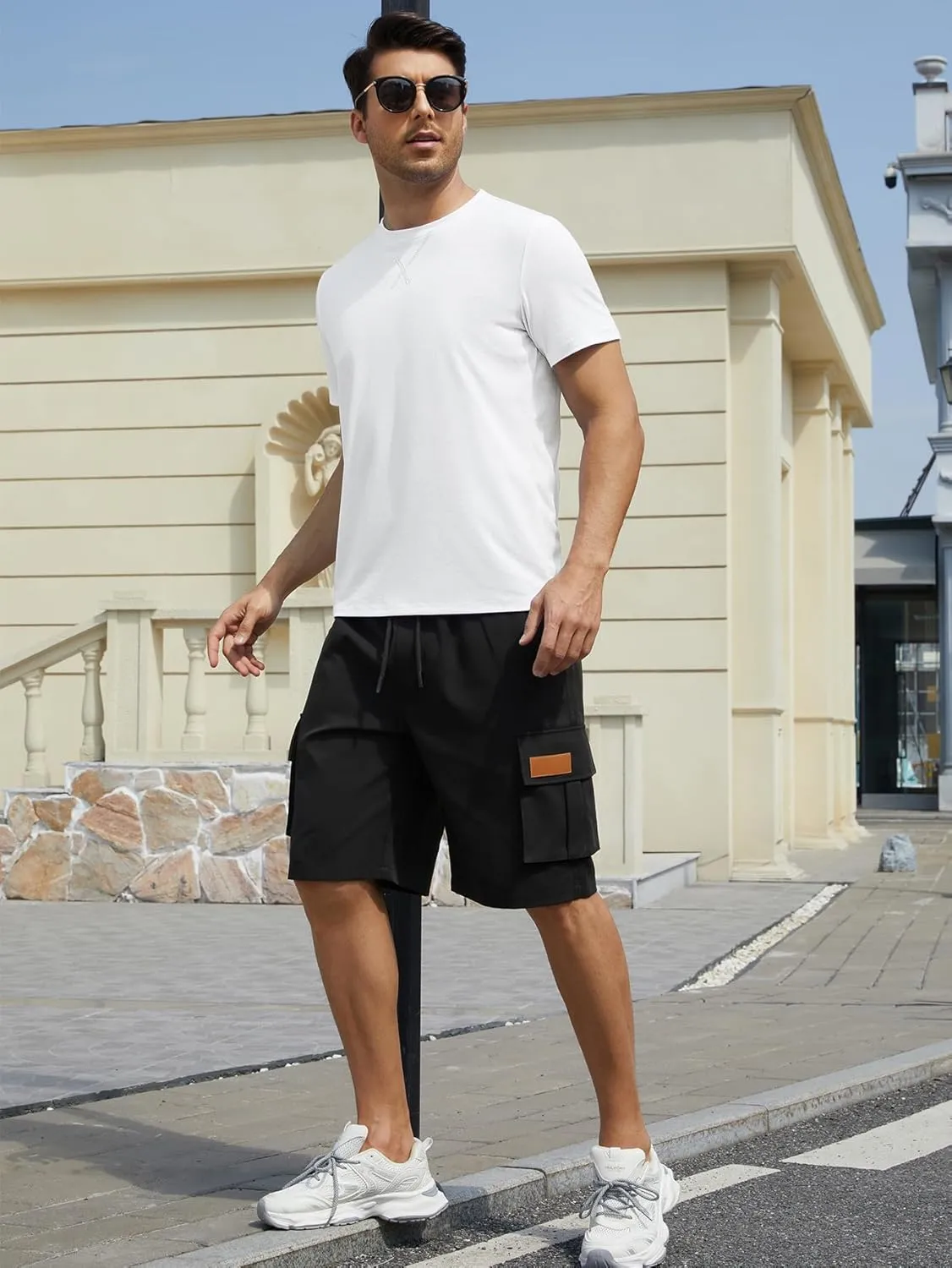 Mens T Shirts Casual Crewneck Short Sleeve Cotton Tee Shirts Hipster Hip Hop Longline T-Shirt