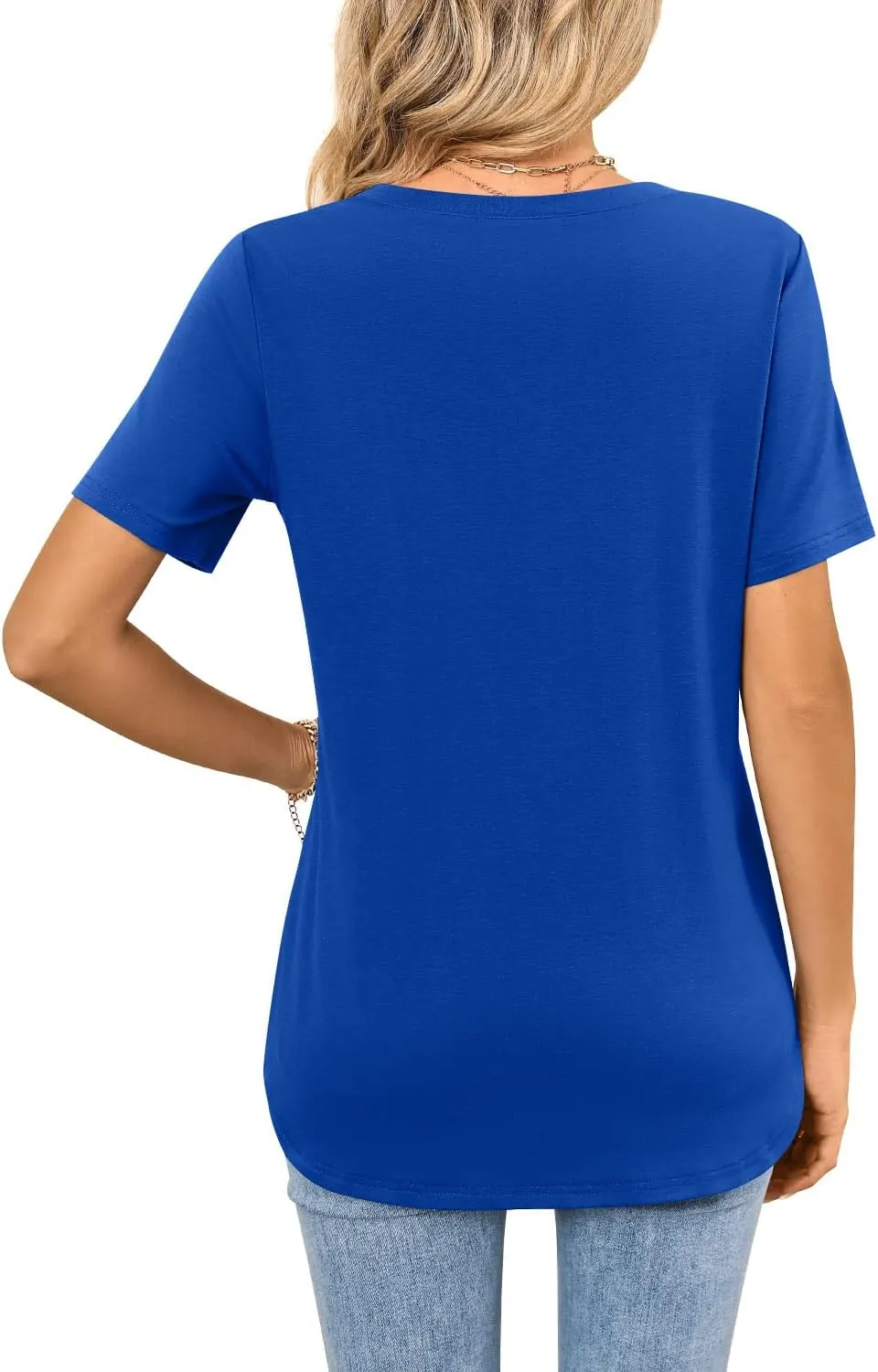 MIHOLL Womens T Shirts V Neck Short Sleeve 2025 Summer Tops Casual Loose T-Shirt