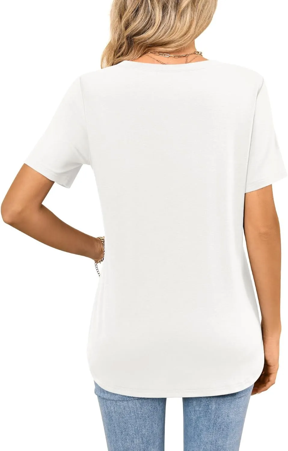 MIHOLL Womens T Shirts V Neck Short Sleeve 2025 Summer Tops Casual Loose T-Shirt