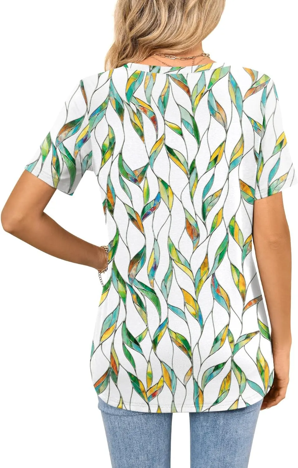 MIHOLL Womens T Shirts V Neck Short Sleeve 2025 Summer Tops Casual Loose T-Shirt
