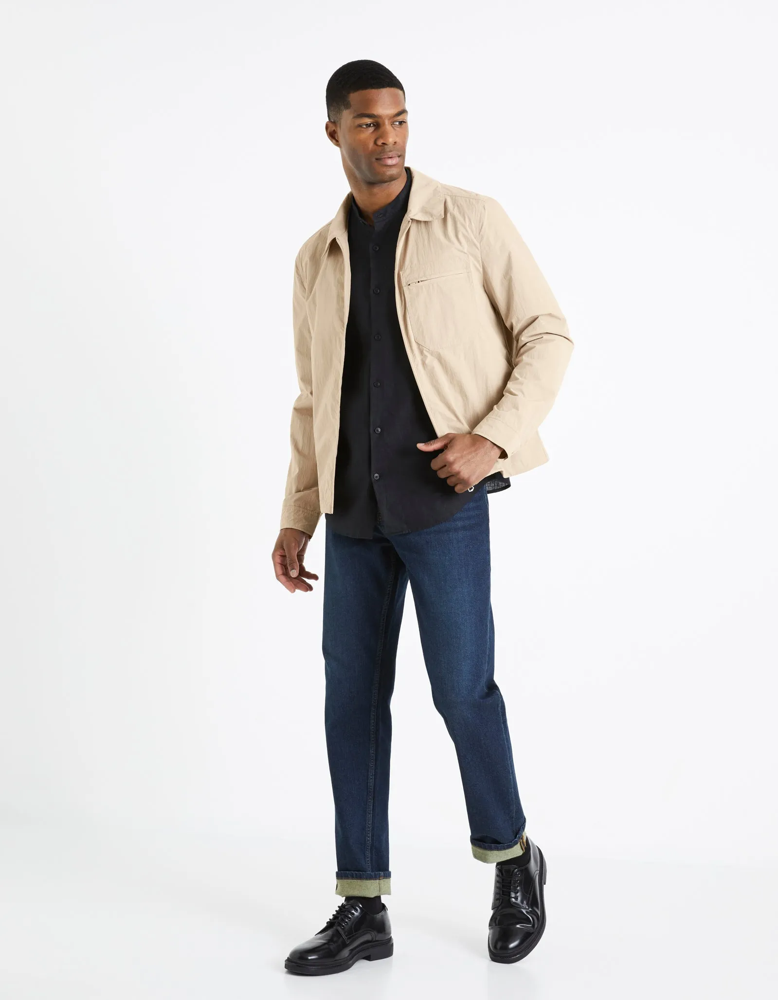 Regular shirt with mandarin collar, 100% linen