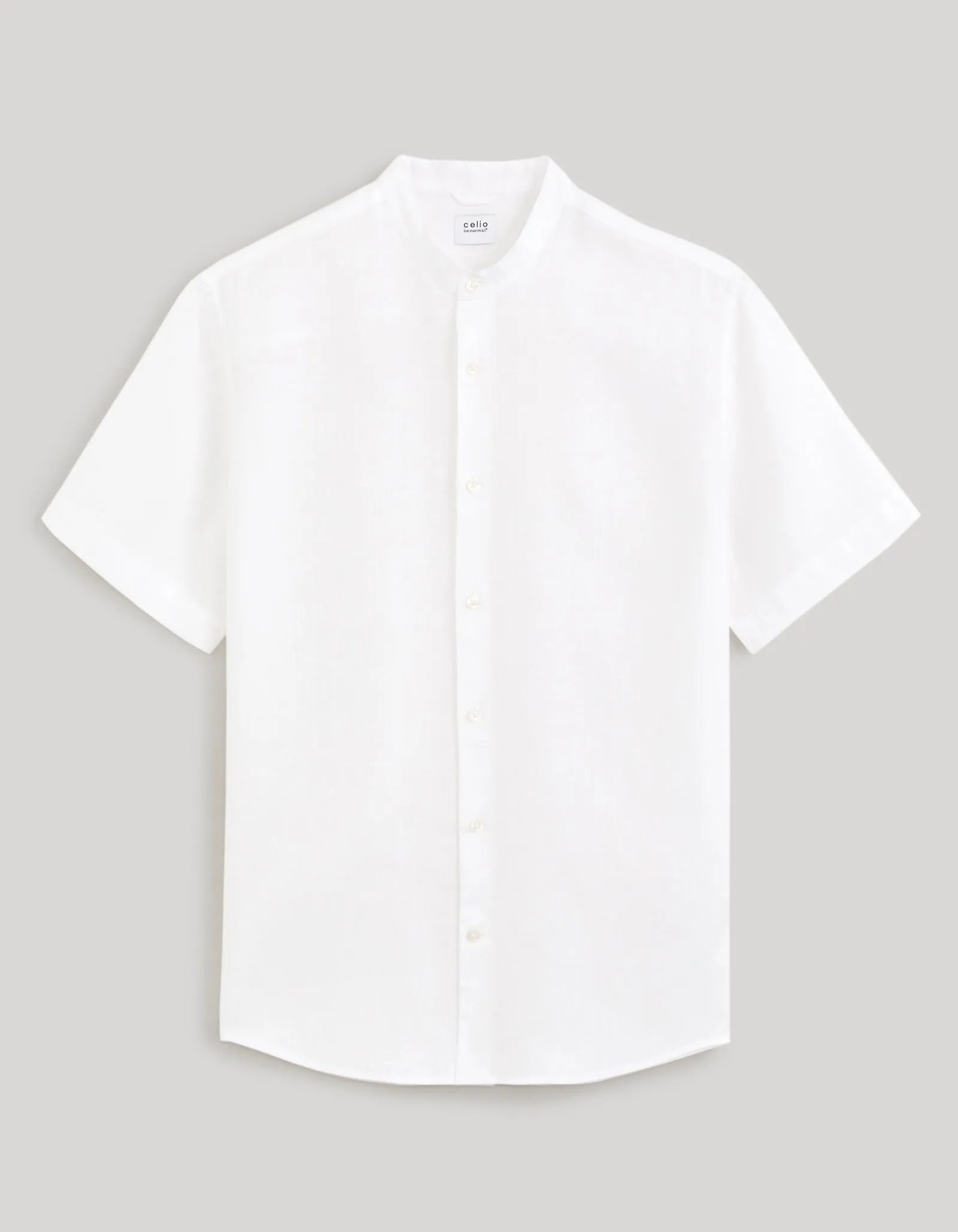 Regular shirt with mandarin collar, 100% linen