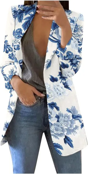WANZZXCSL Womens Casual Blazers Business Casual Dressy Long Sleeve Lightweight Jackets Spring Summer Cardigan Work Suit