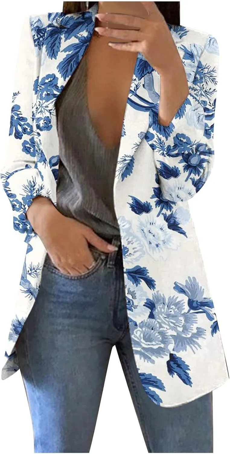 WANZZXCSL Womens Casual Blazers Business Casual Dressy Long Sleeve Lightweight Jackets Spring Summer Cardigan Work Suit