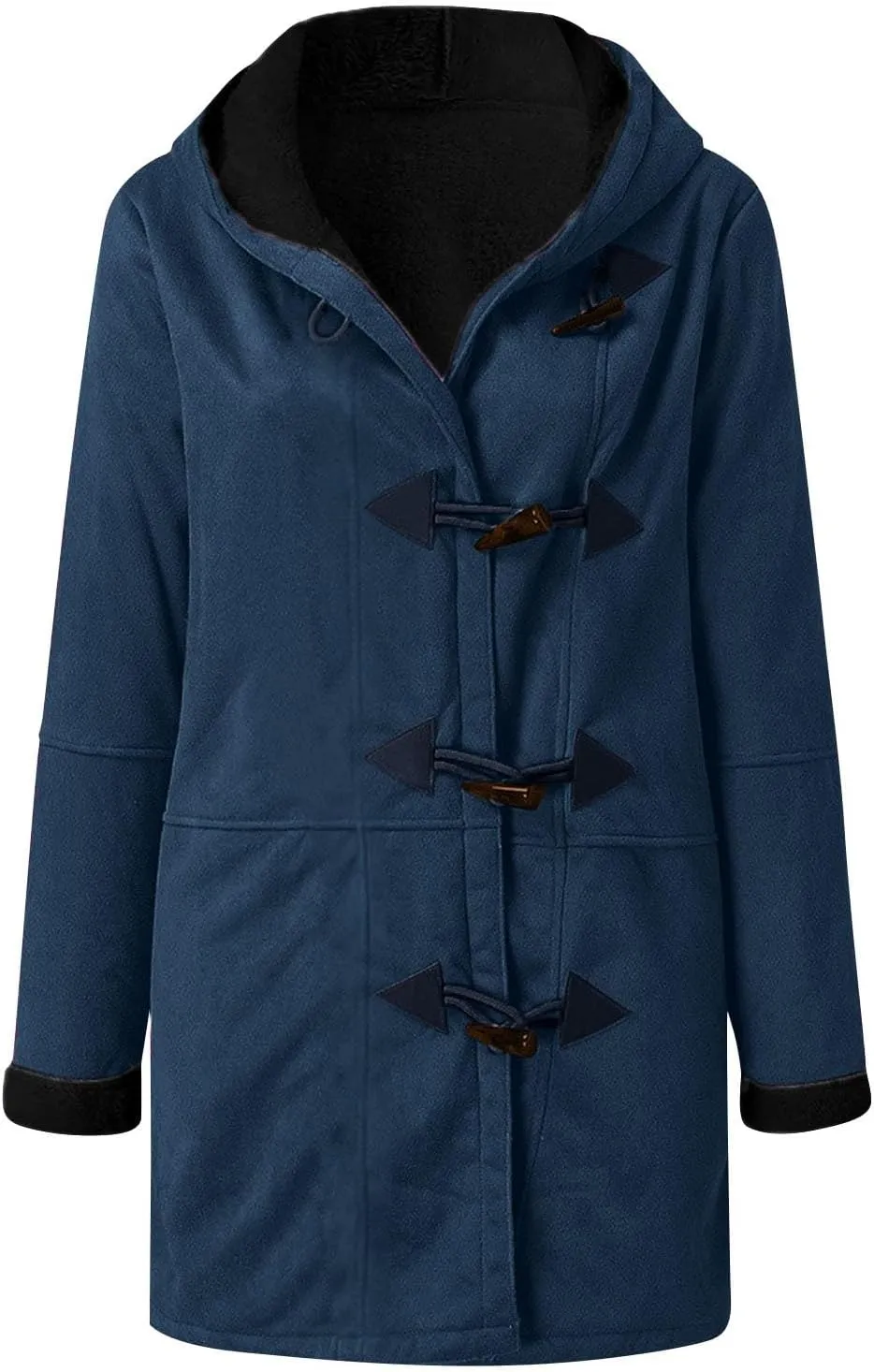 Winter Jackets for Women Sherpa Lined Jacket Women Duffle Toggle Coat Hooded Fleece Jacket Loose Fit Warm Coats