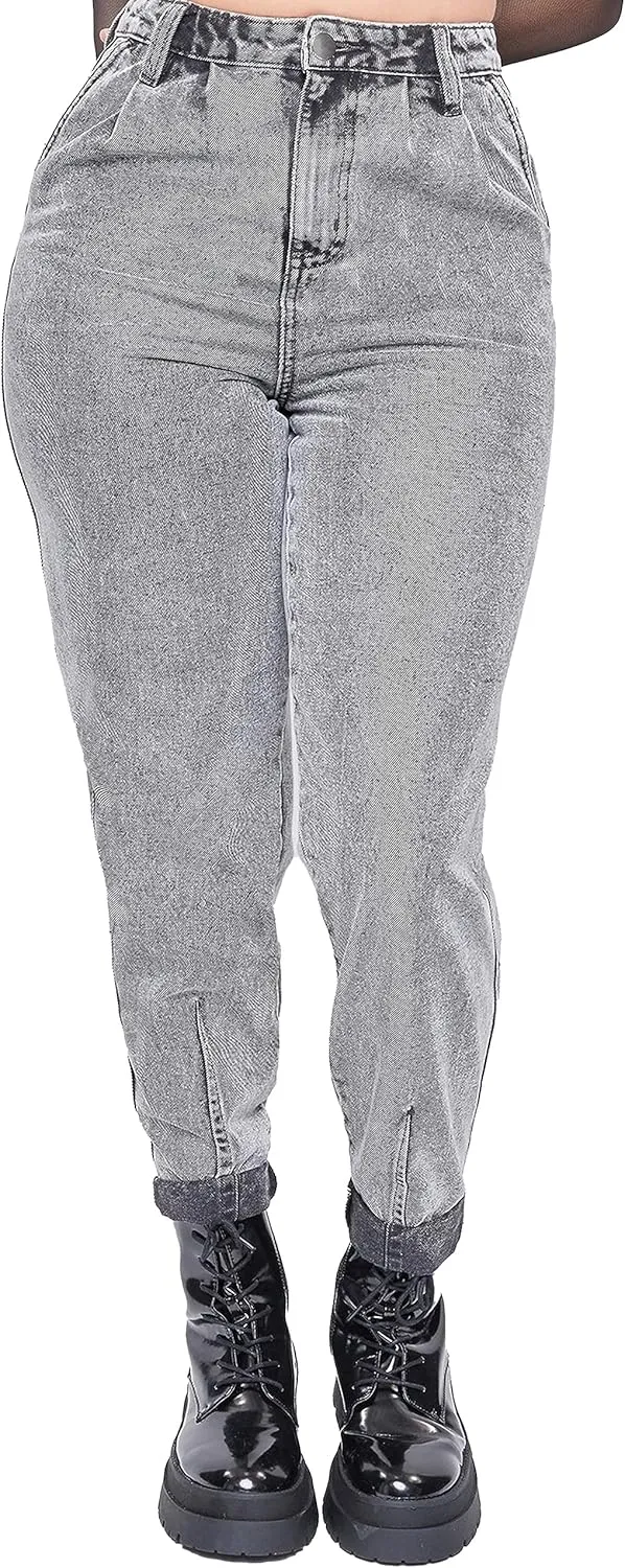 YMI Women's Pleated Mom Jeans