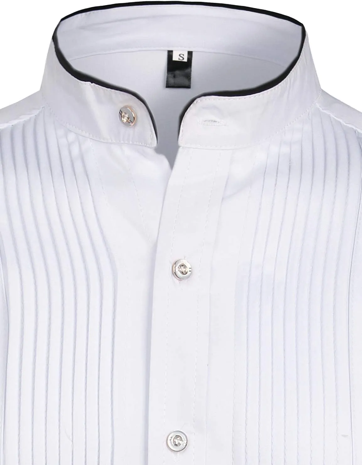 ZEROYAA Mens Slim Fit Long Sleeve Tuxedo Dress Shirts/Prom Performing Shirts