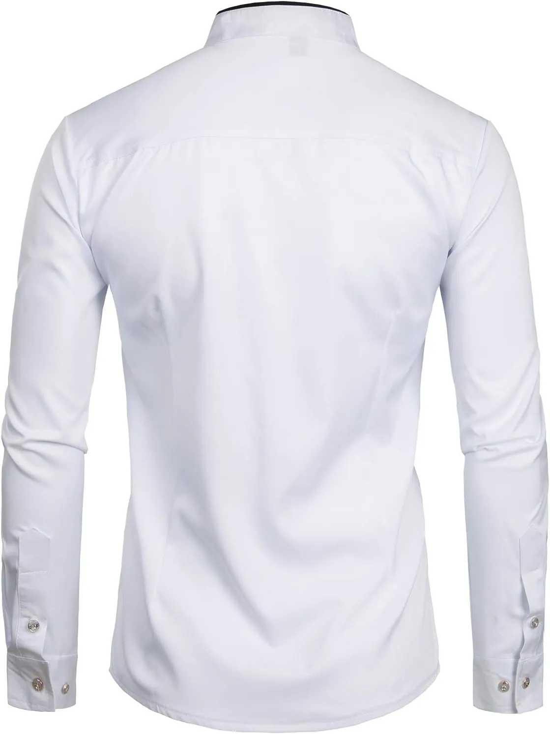 ZEROYAA Mens Slim Fit Long Sleeve Tuxedo Dress Shirts/Prom Performing Shirts