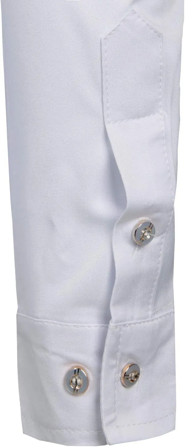 ZEROYAA Mens Slim Fit Long Sleeve Tuxedo Dress Shirts/Prom Performing Shirts
